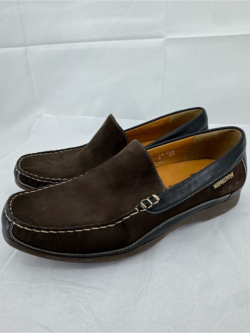 Mephisto Mens Baduard Cool-Air Dark Brown Leather Loafers, Driving Moc, sz 9